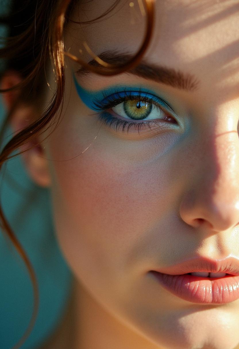 blue eyeliner makeup green eyes