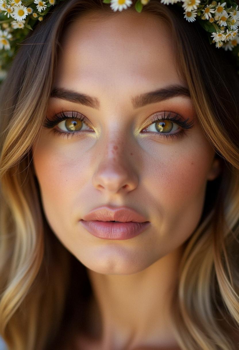 boho makeup hazel eyes