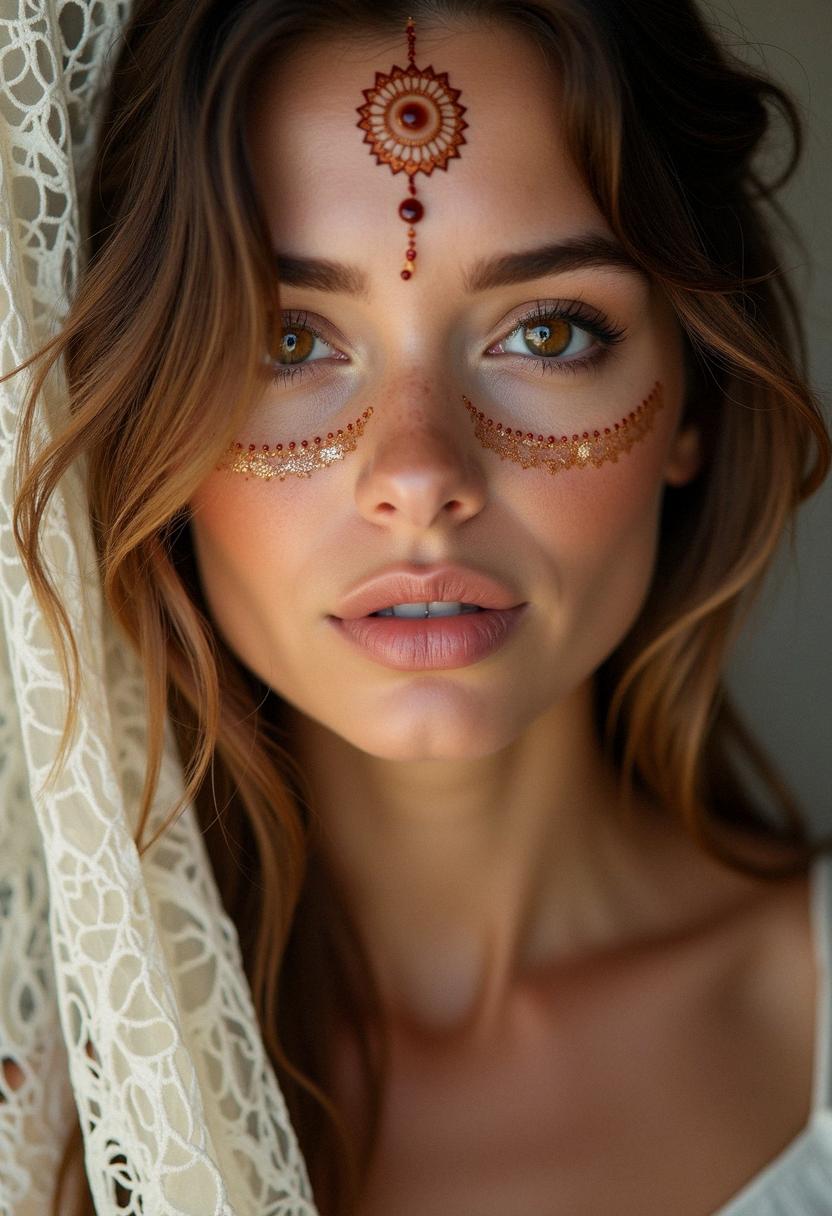 boho makeup hazel eyes