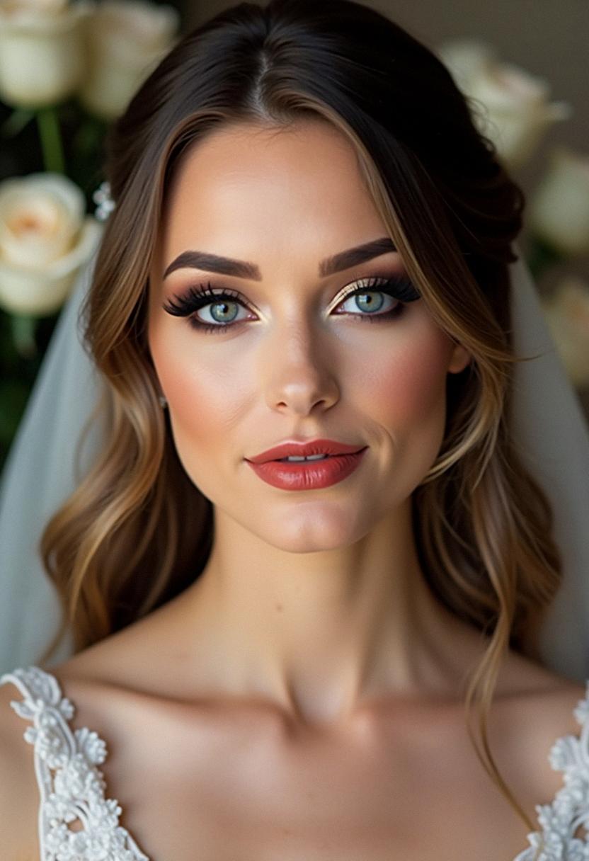bold wedding makeup for blue eyes