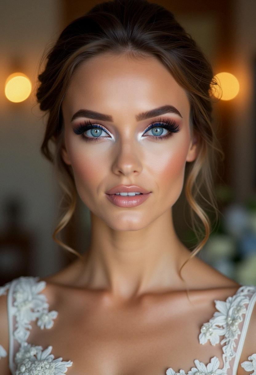 bold wedding makeup for blue eyes