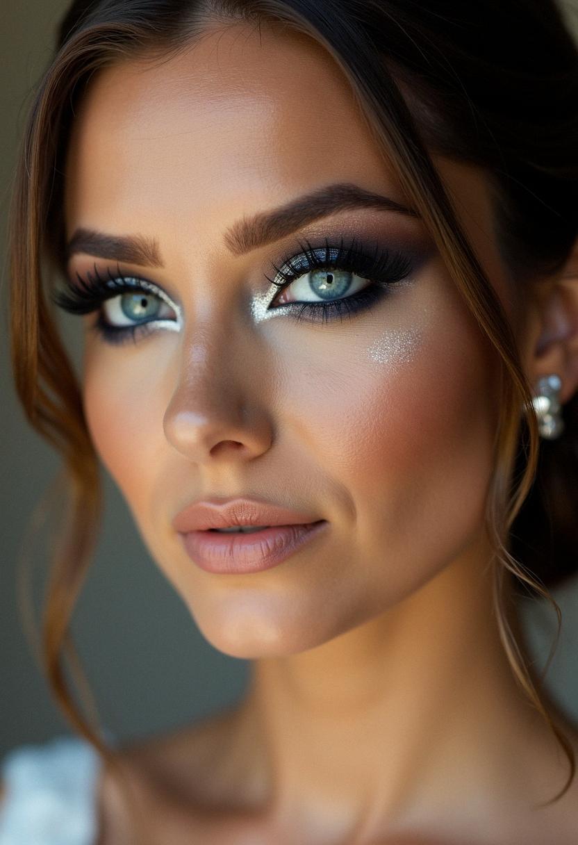 bold wedding makeup for blue eyes