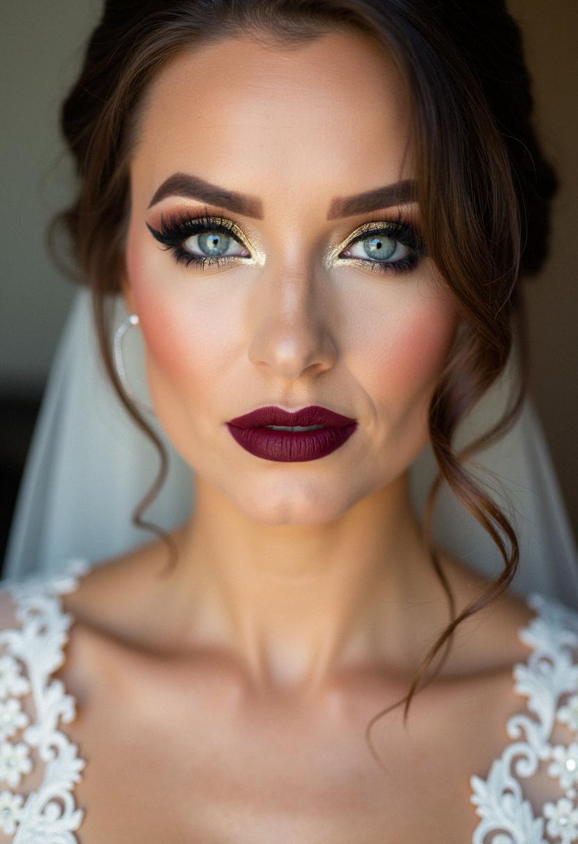 bold wedding makeup for blue eyes