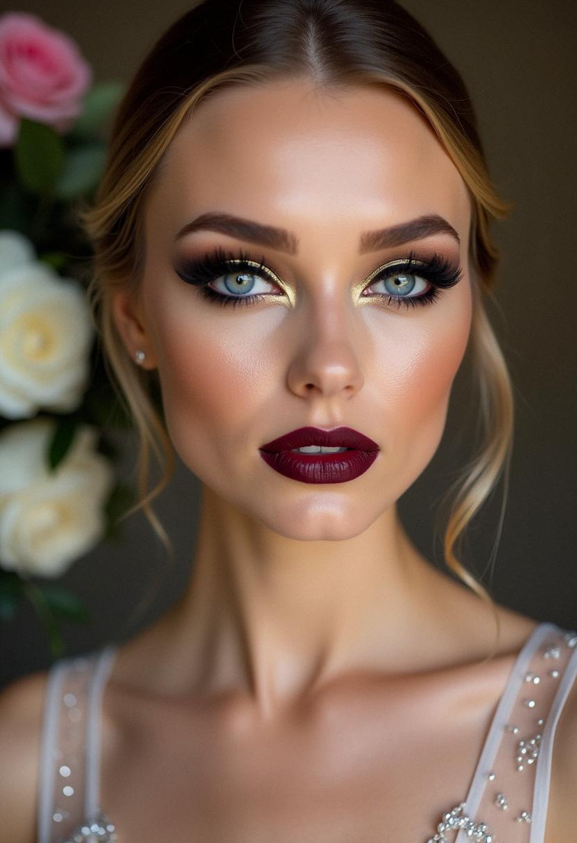 bold wedding makeup for blue eyes