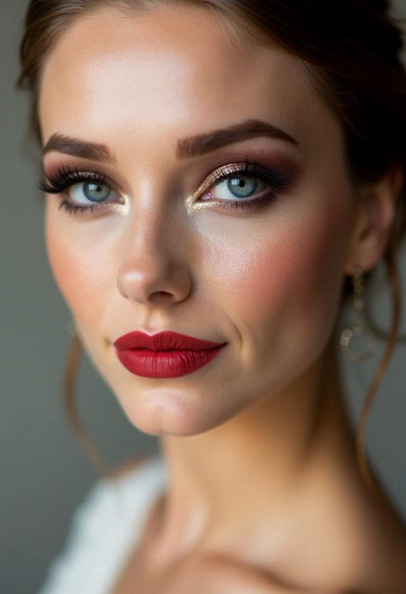bold wedding makeup for blue eyes
