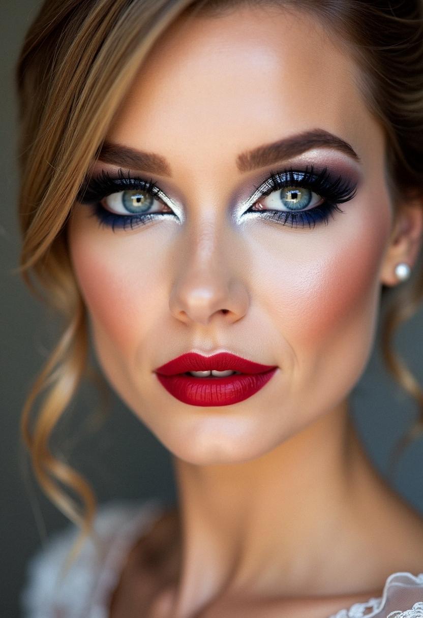bold wedding makeup for blue eyes