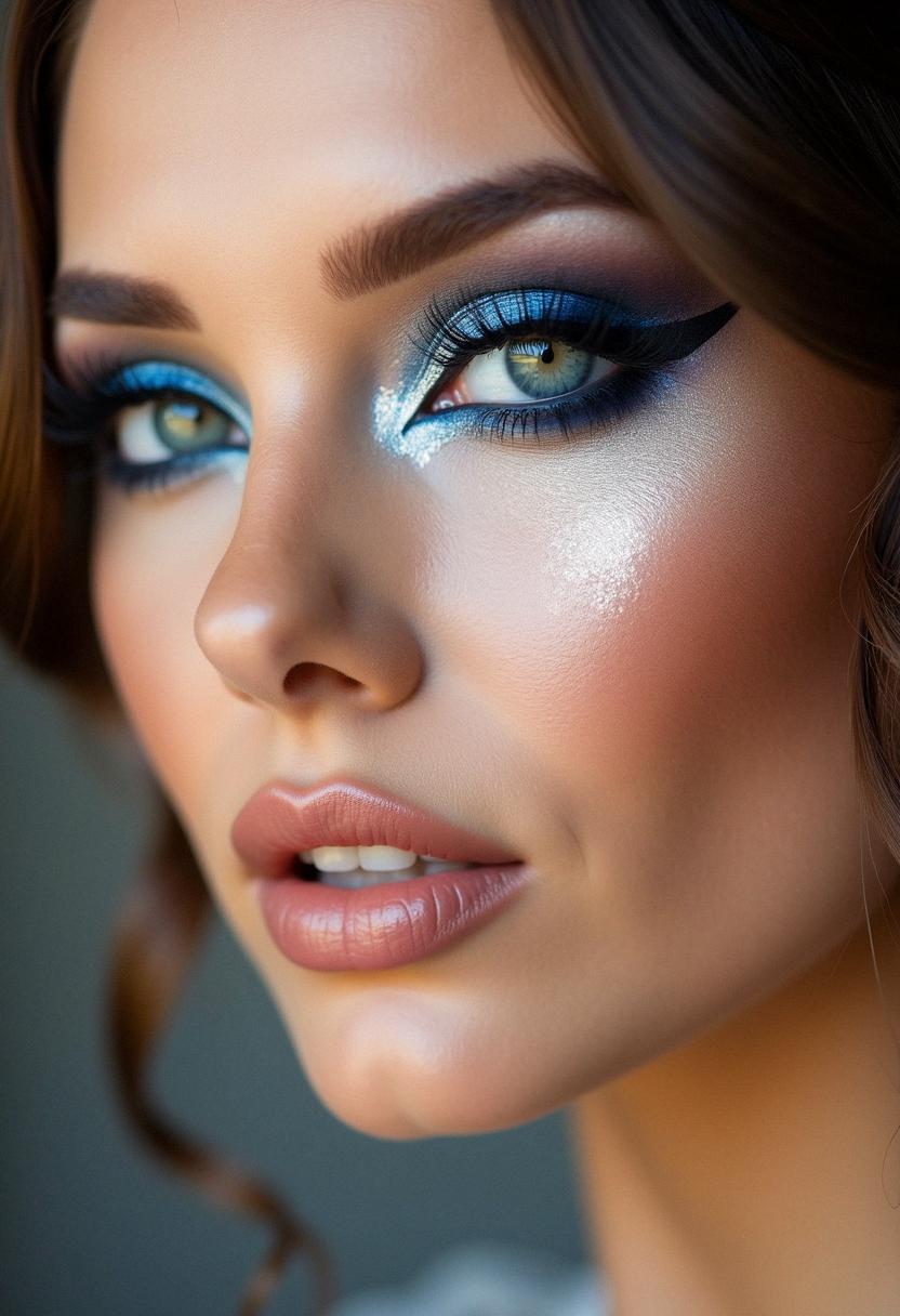 bold wedding makeup for blue eyes