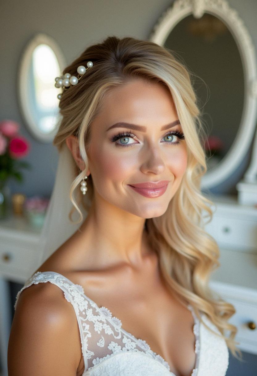 bridal hair and makeup for blondes