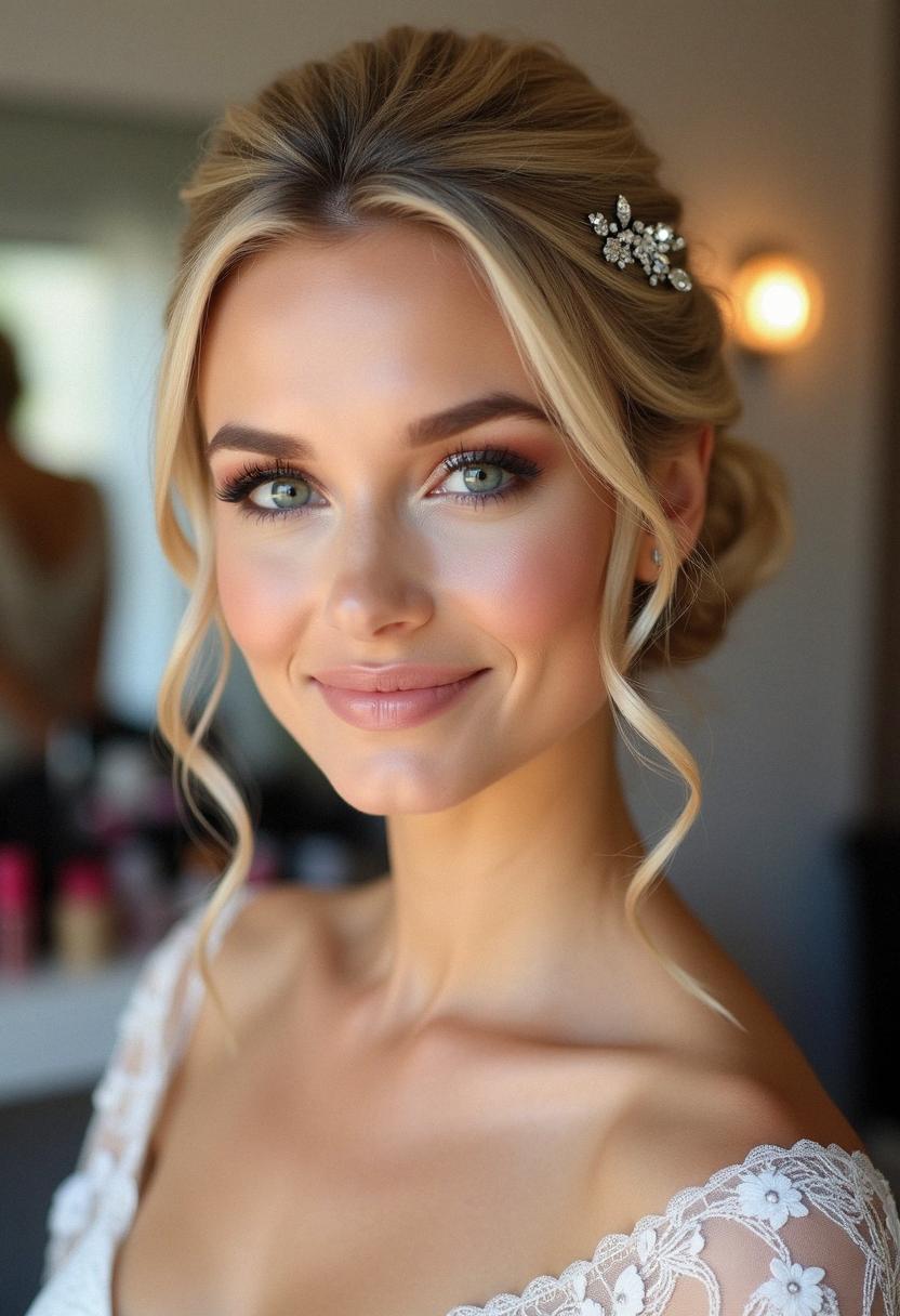 bridal hair and makeup for blondes