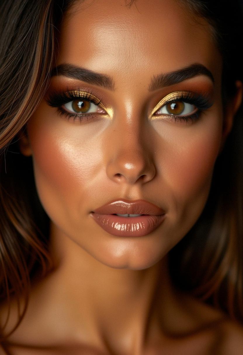 bronzy glowy makeup latina