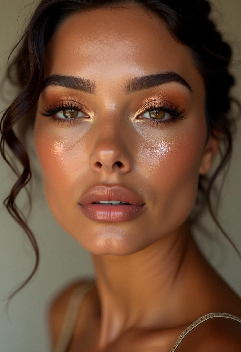 bronzy glowy makeup latina