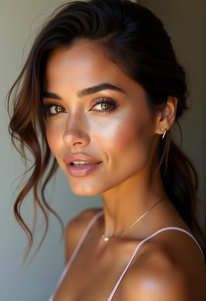 bronzy glowy makeup latina