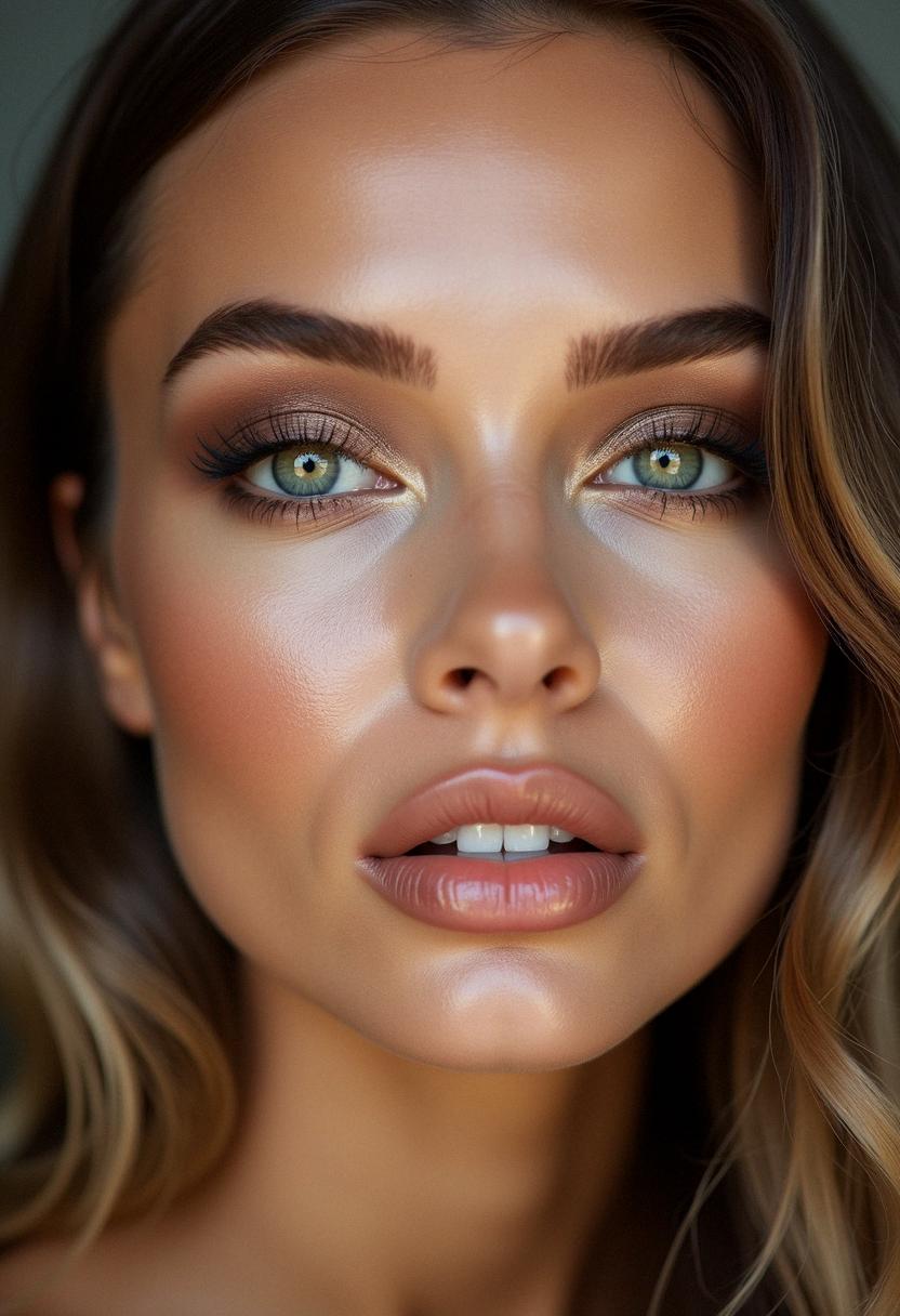 brown makeup green eyes