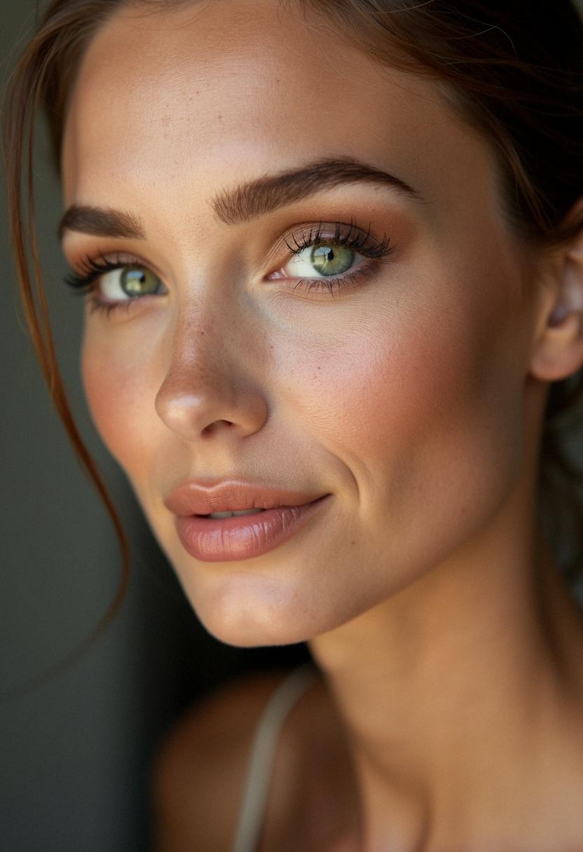 brown makeup green eyes