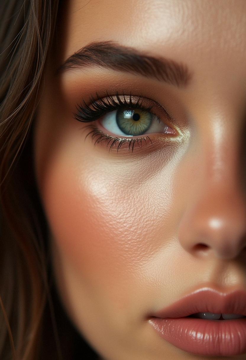 brown makeup green eyes