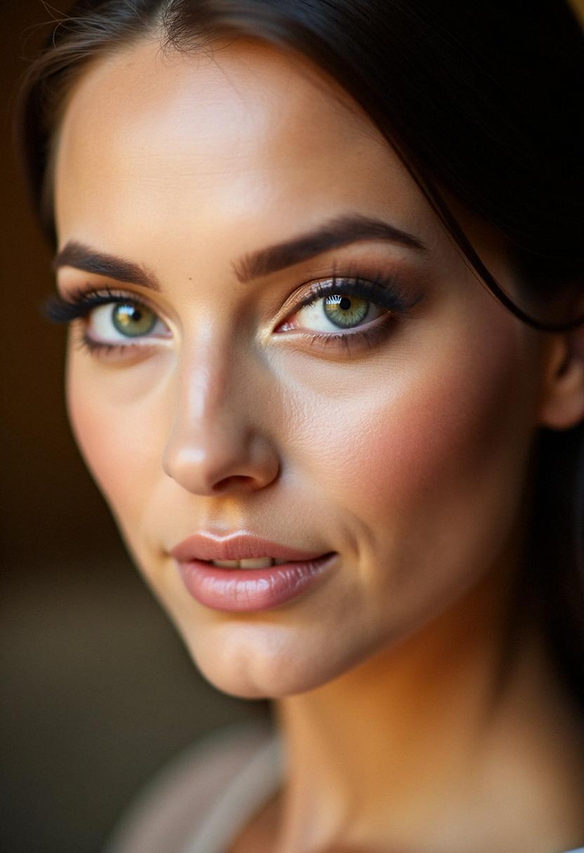 brown makeup green eyes