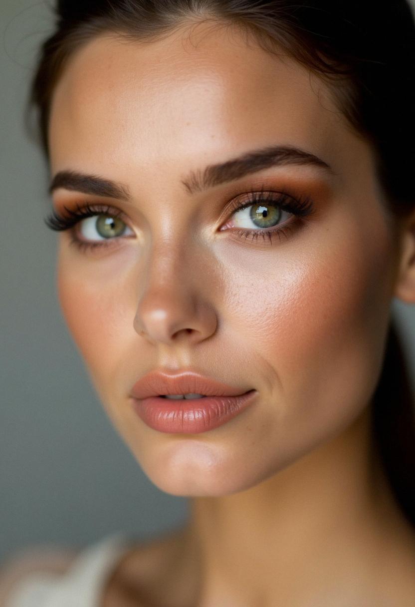 brown makeup green eyes