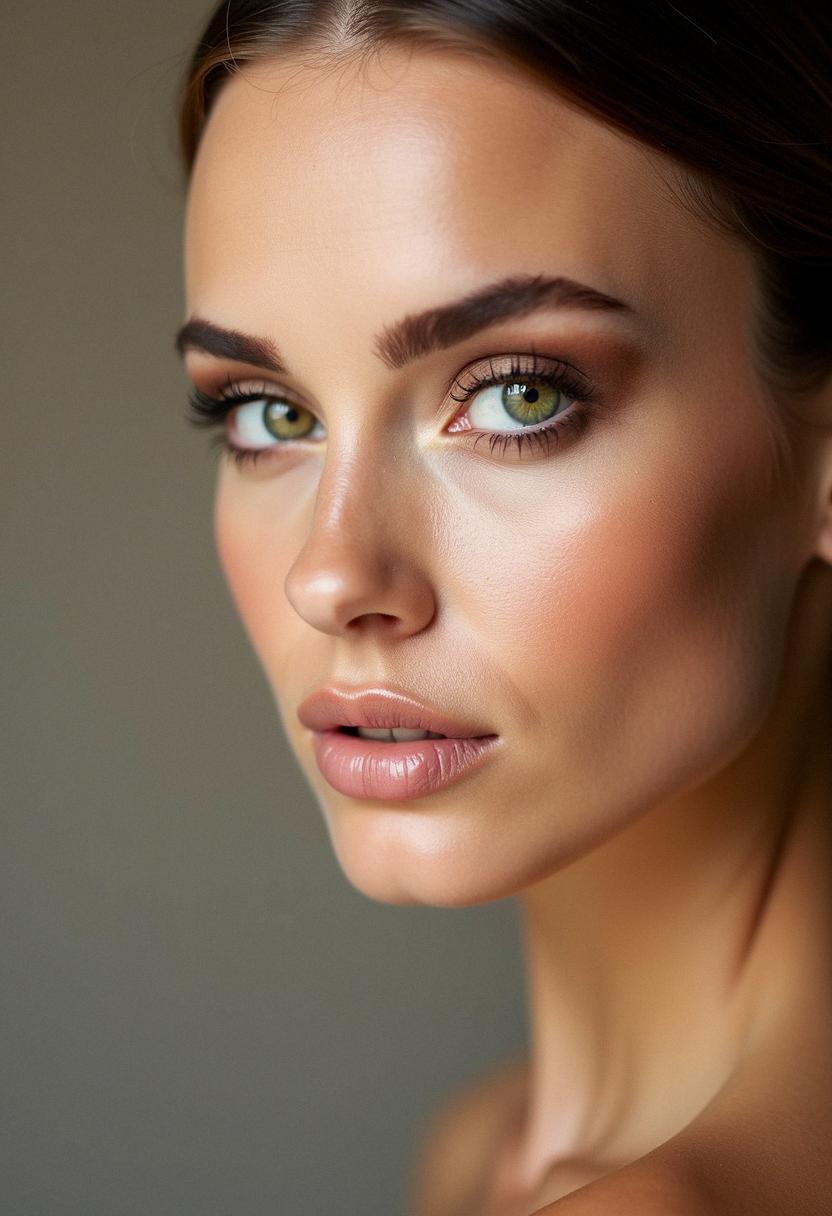 brown makeup green eyes