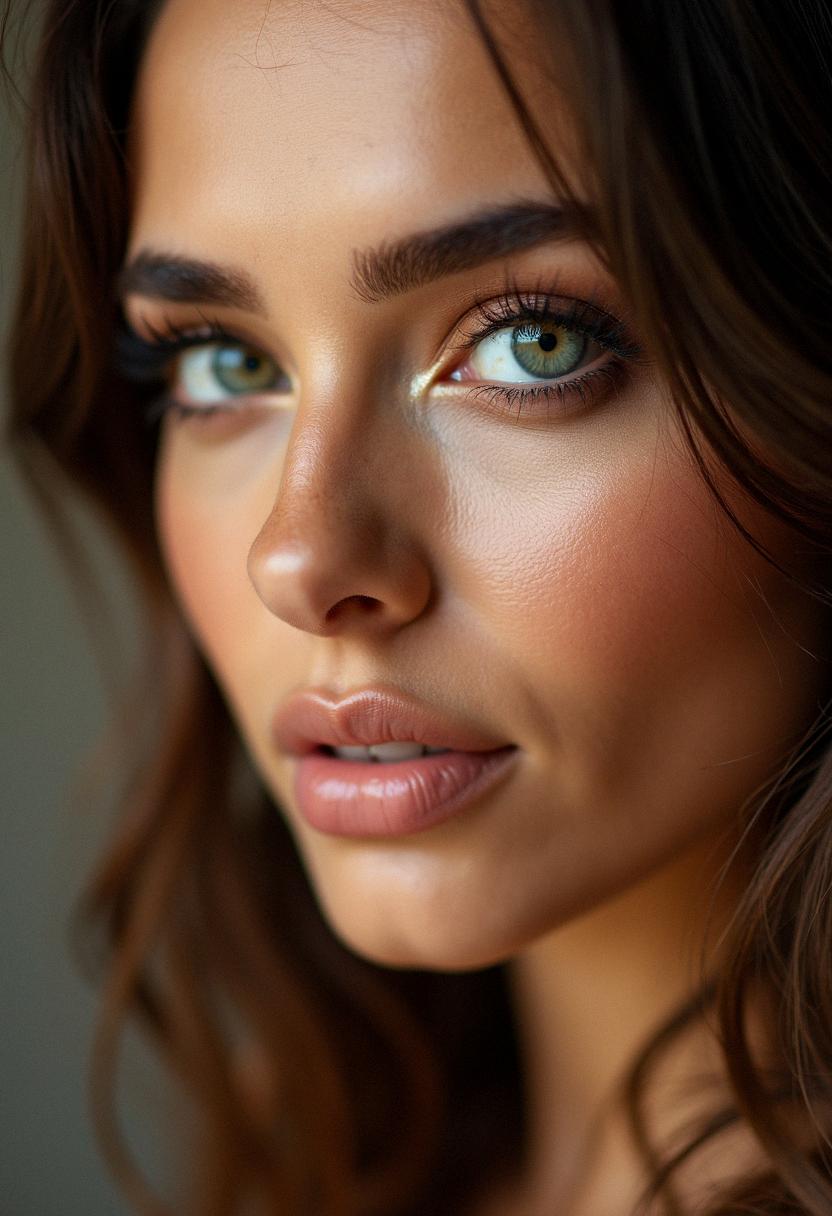 brown makeup green eyes