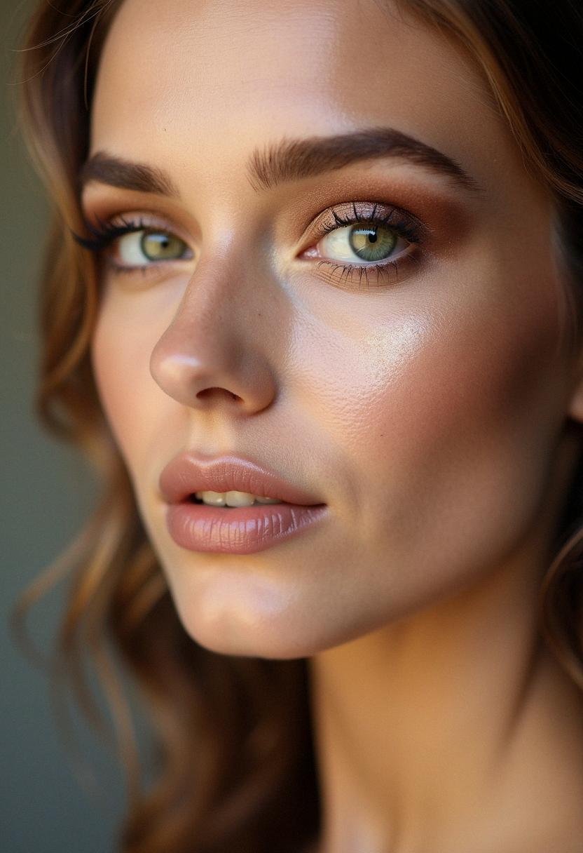 brown makeup green eyes