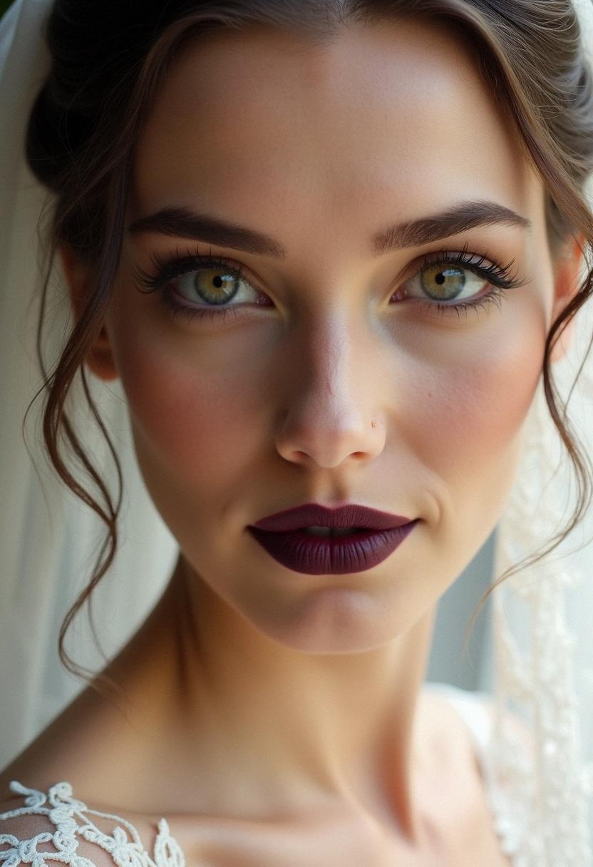dark lip wedding makeup bride
