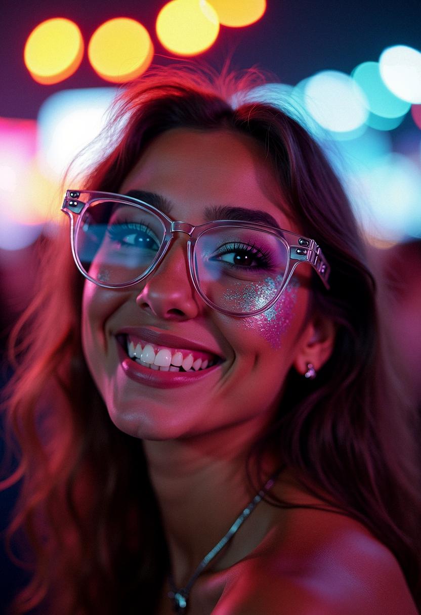 festival makeup with glasses