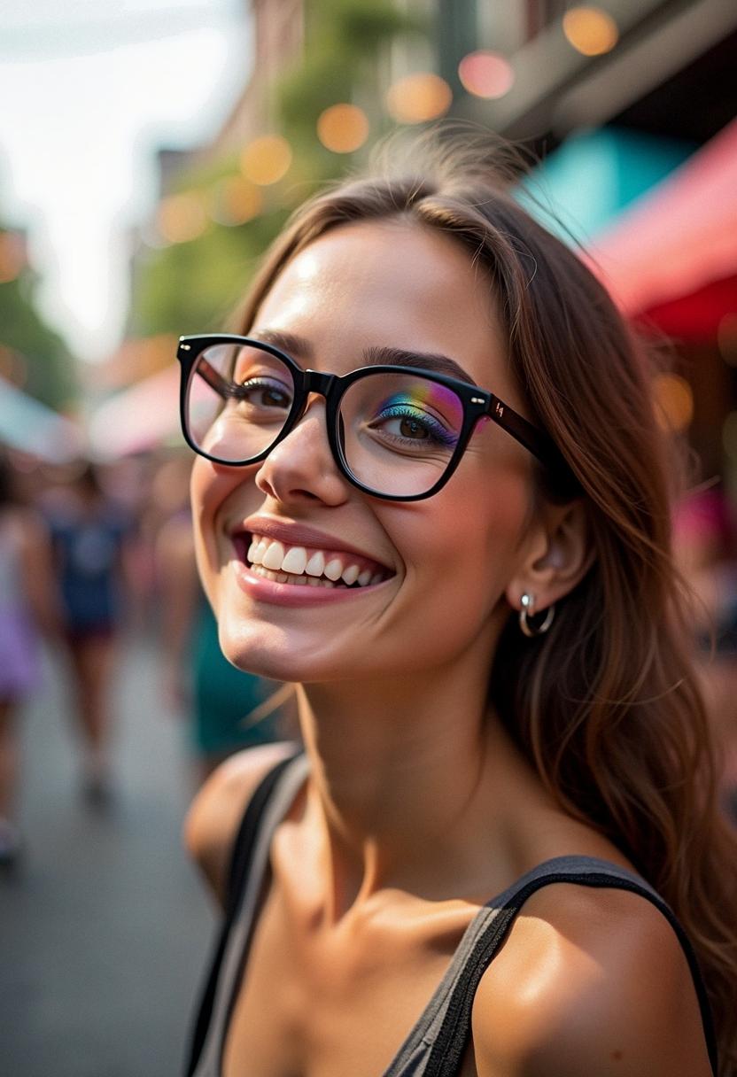 festival makeup with glasses
