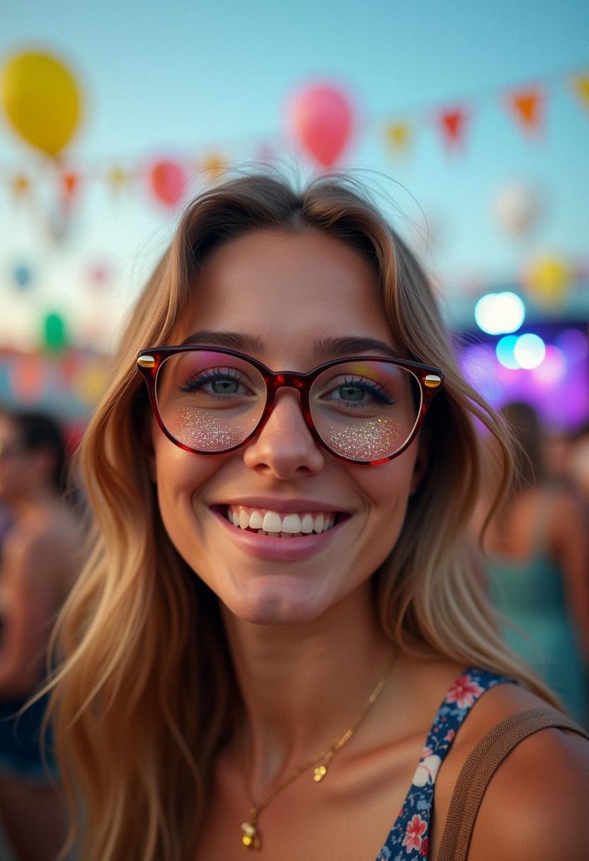 festival makeup with glasses