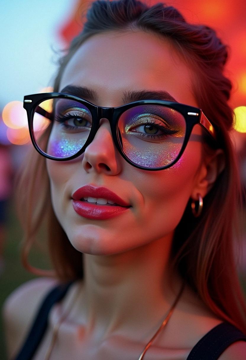 festival makeup with glasses