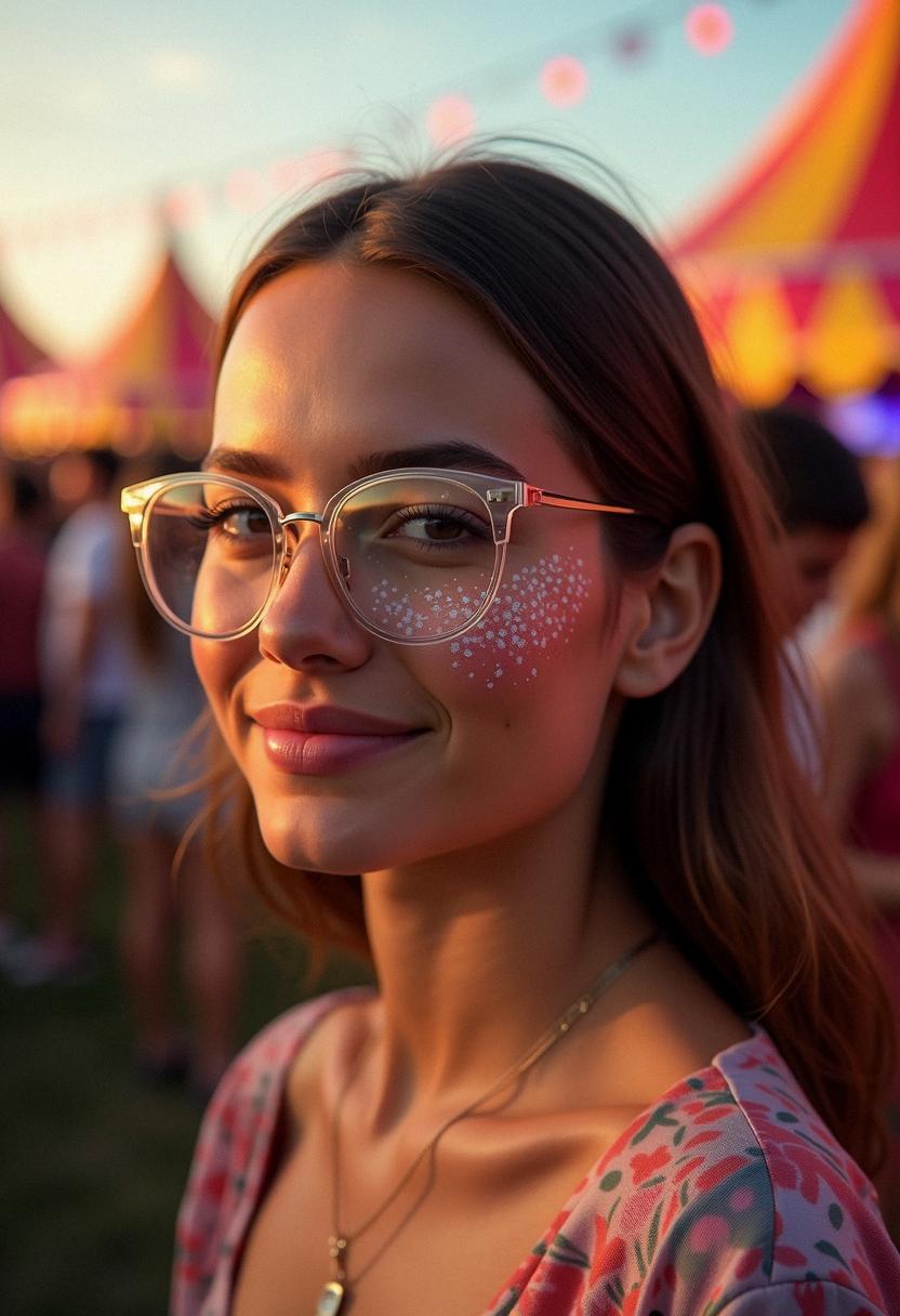 festival makeup with glasses