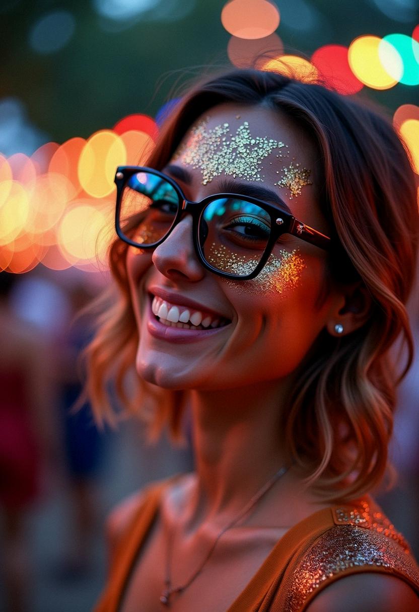 festival makeup with glasses