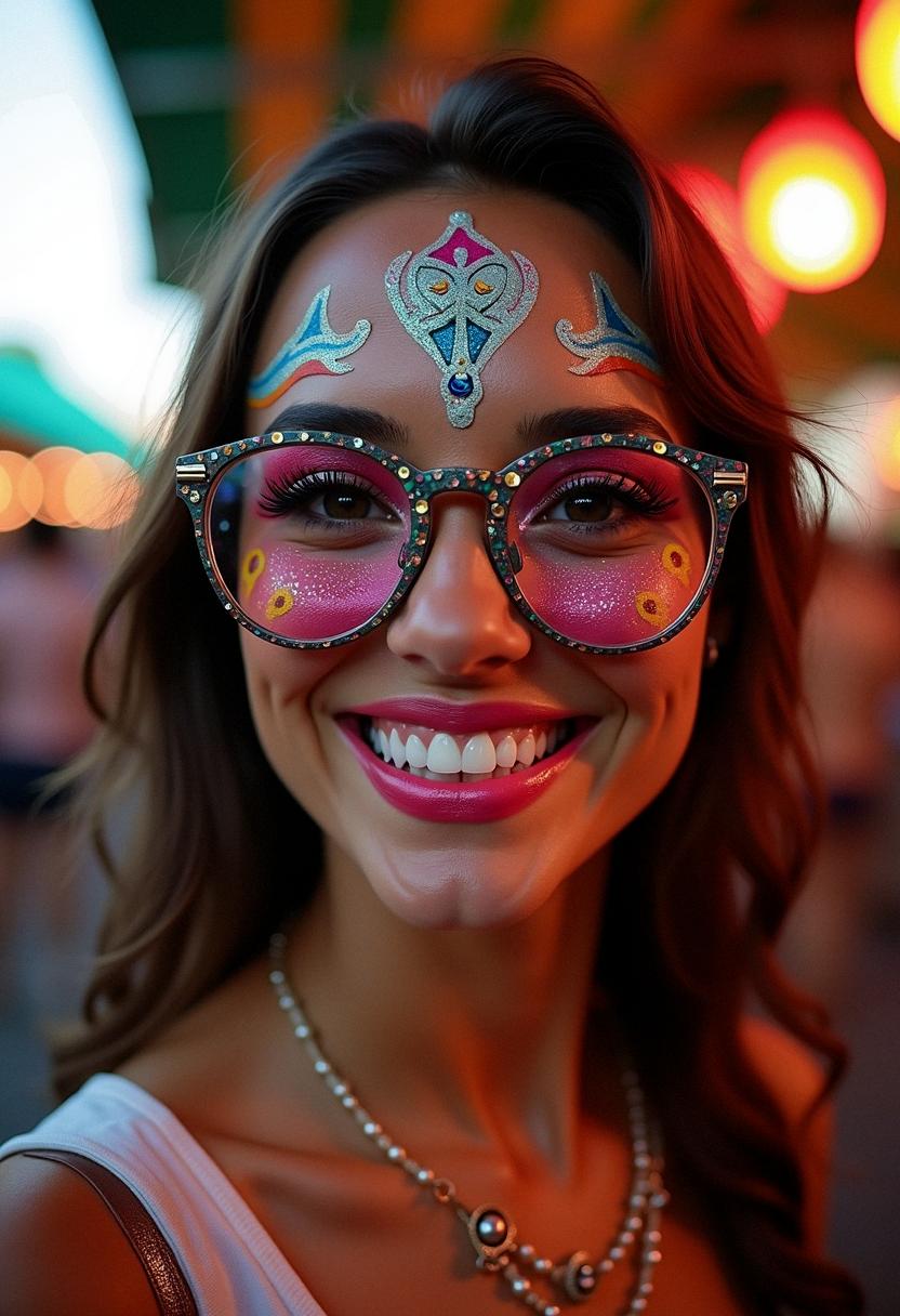 festival makeup with glasses