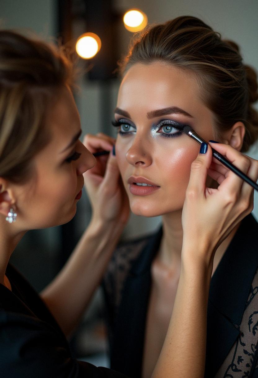 formal makeup for blue eyes