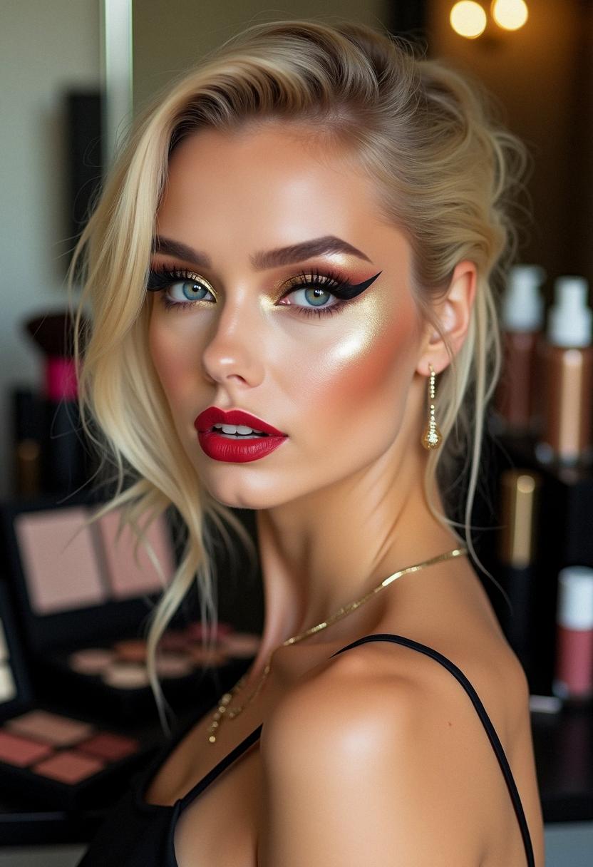 glam makeup for blondes