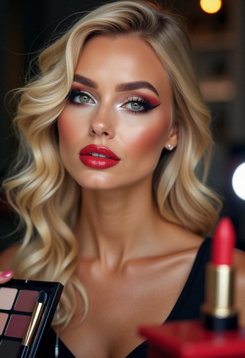 glam makeup for blondes
