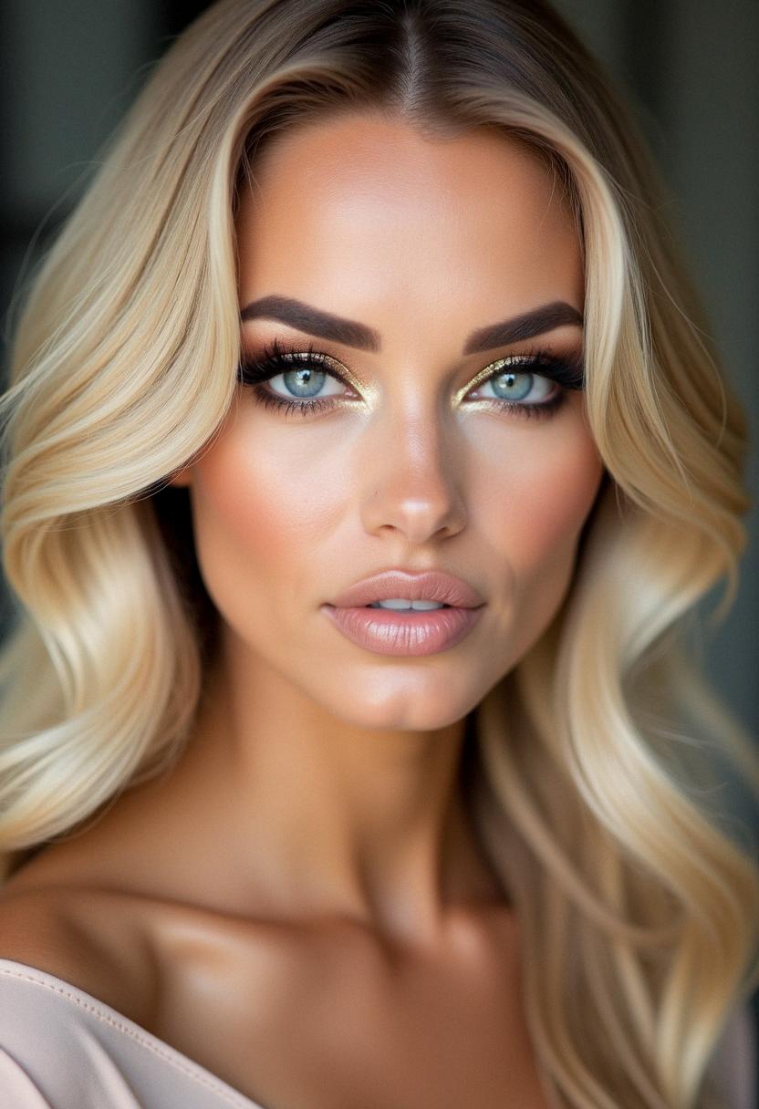 glam makeup for blondes