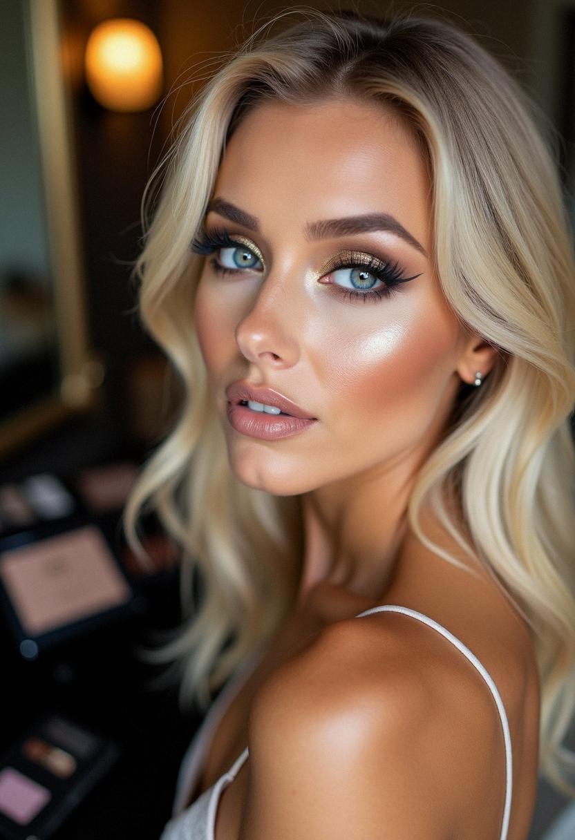 glam makeup for blondes