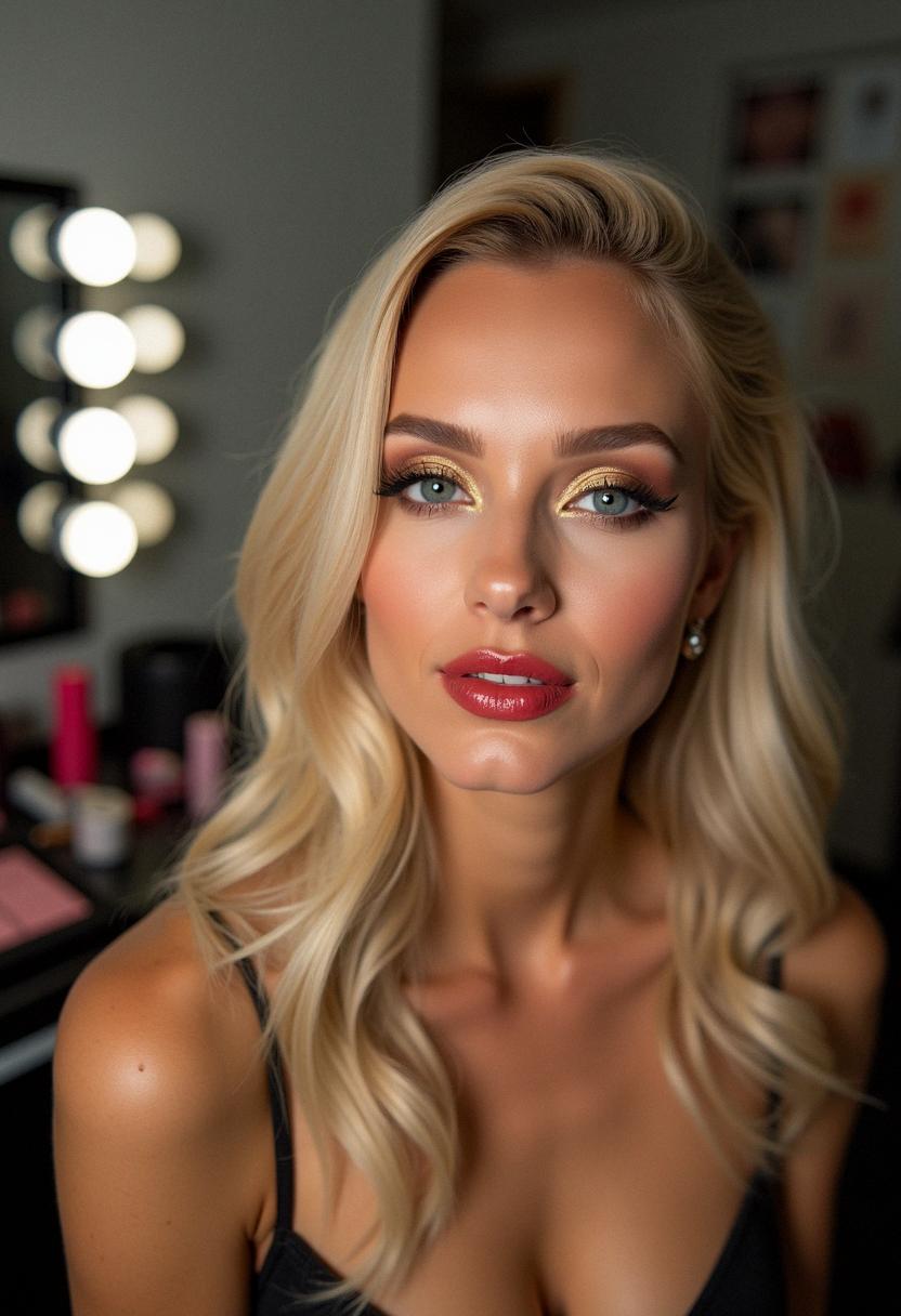 glam makeup for blondes