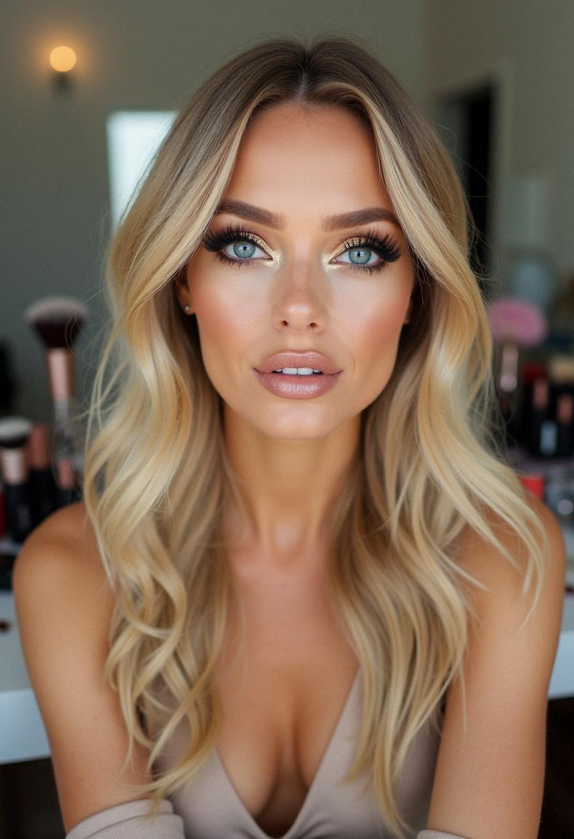 glam makeup for blondes
