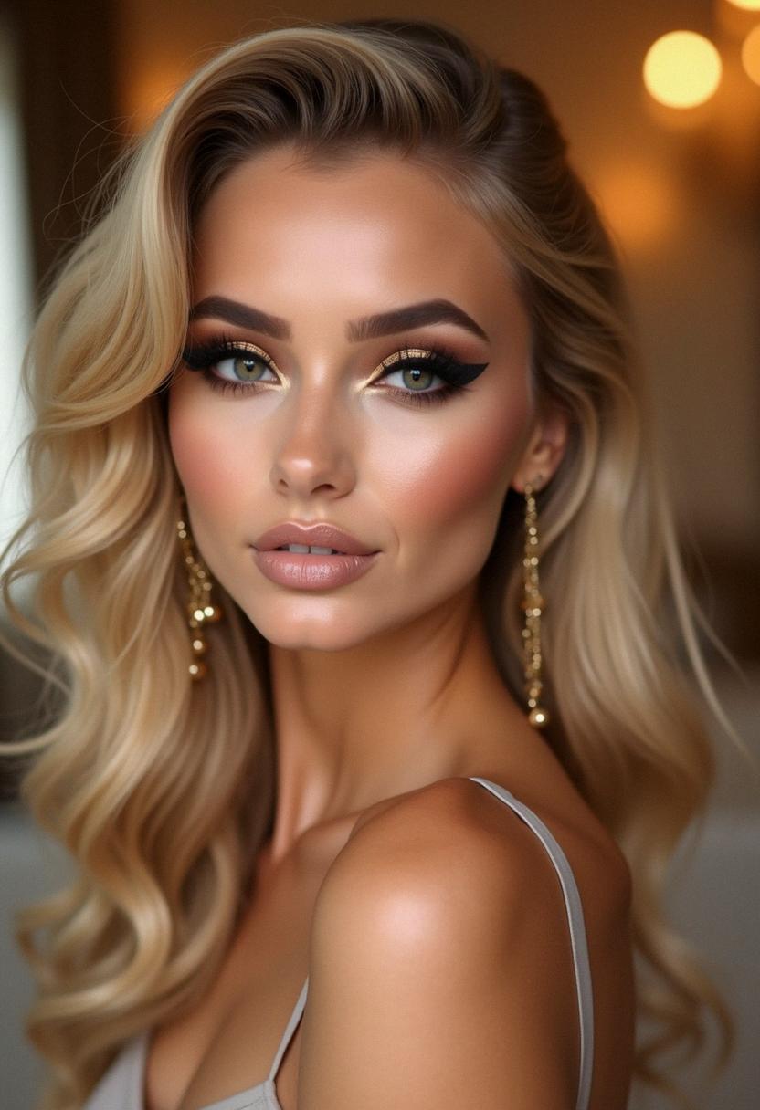 glam makeup for blondes
