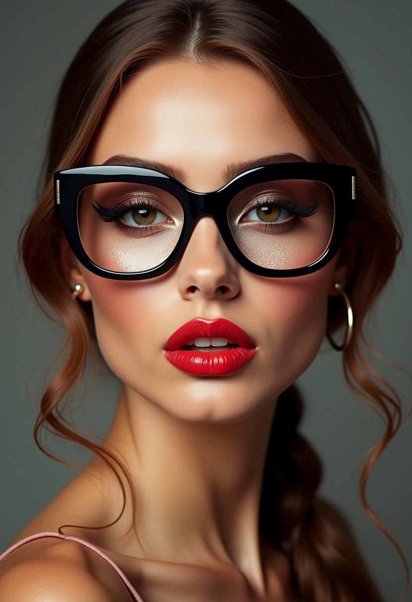 glam makeup with glasses