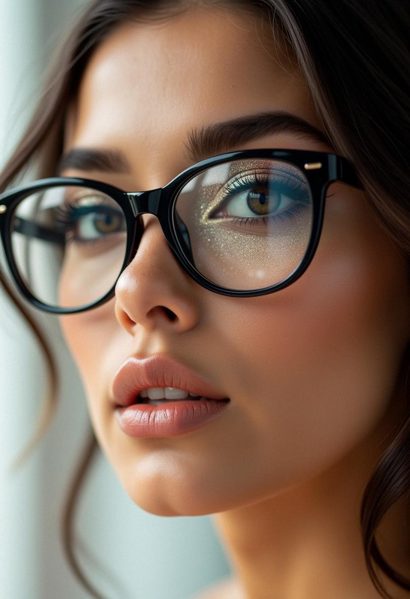 glam makeup with glasses