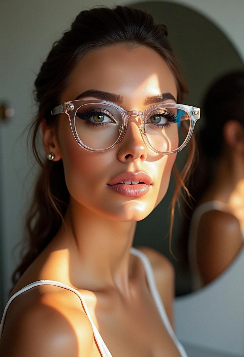 glam makeup with glasses
