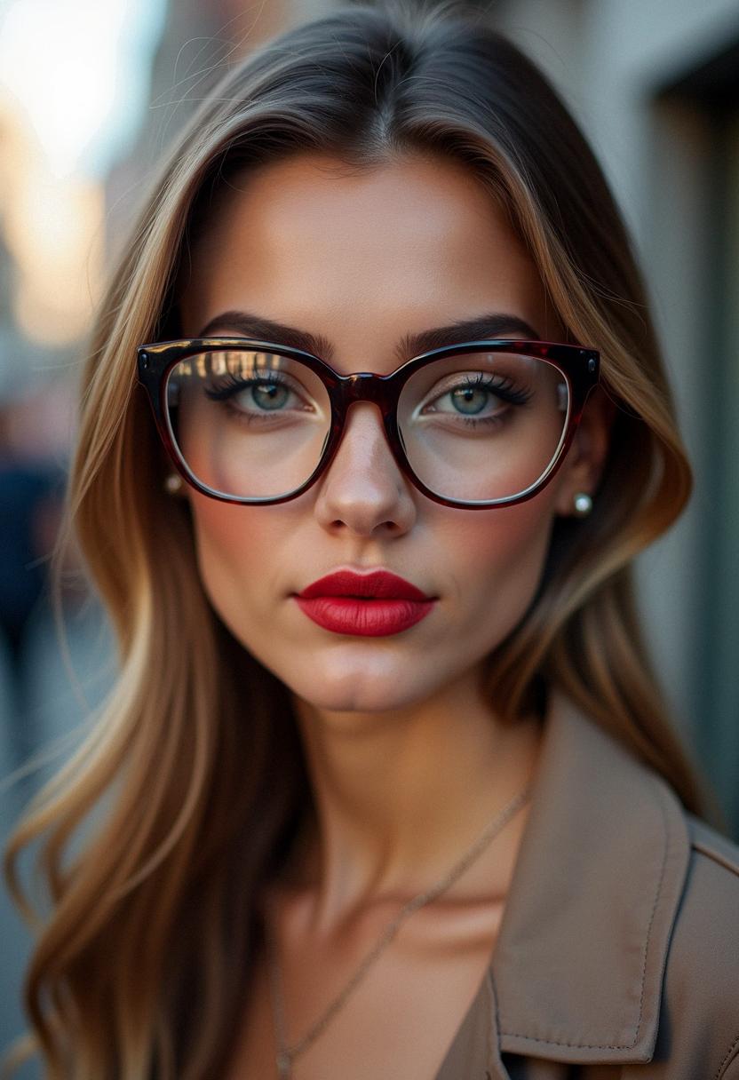 glam makeup with glasses