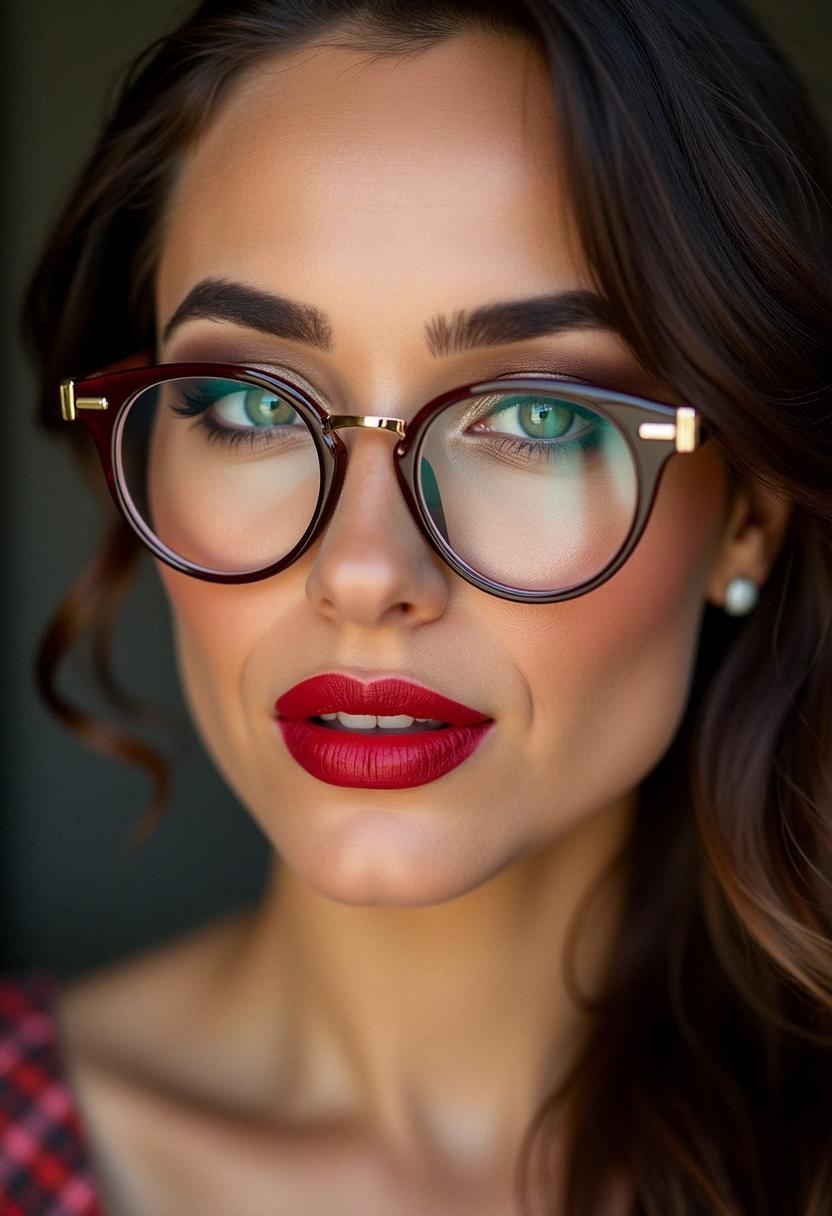 glam makeup with glasses
