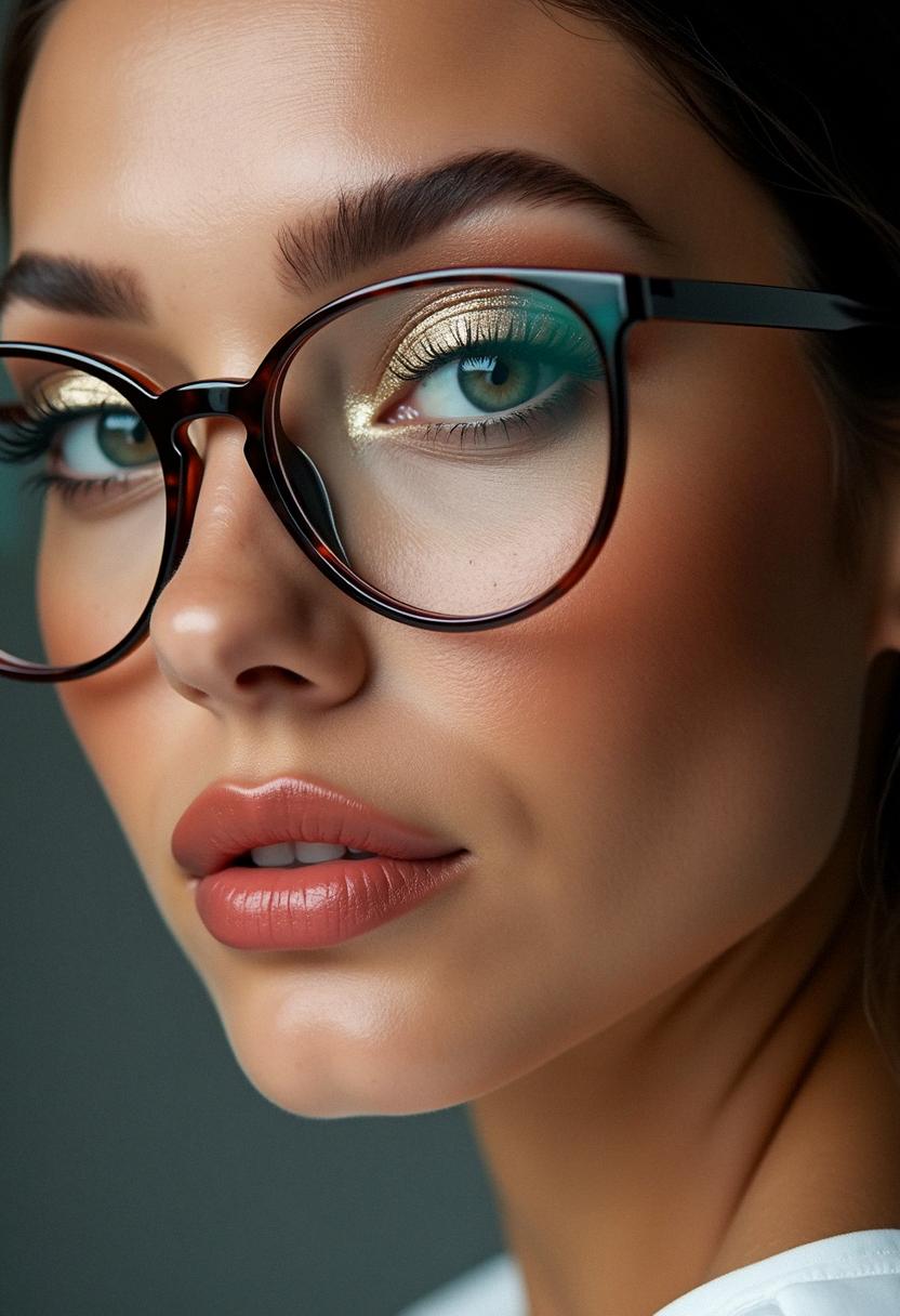 glam makeup with glasses