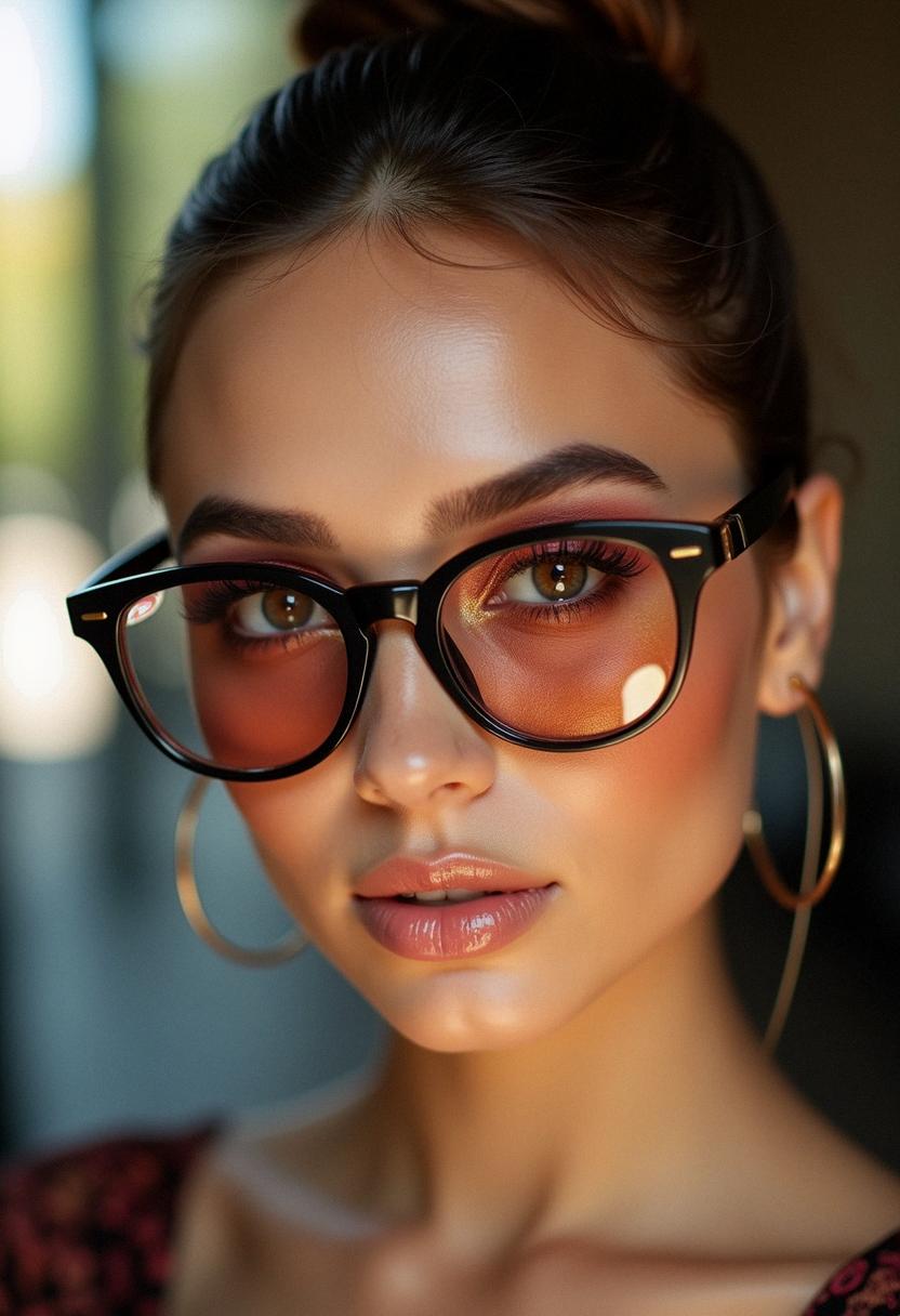 glam makeup with glasses
