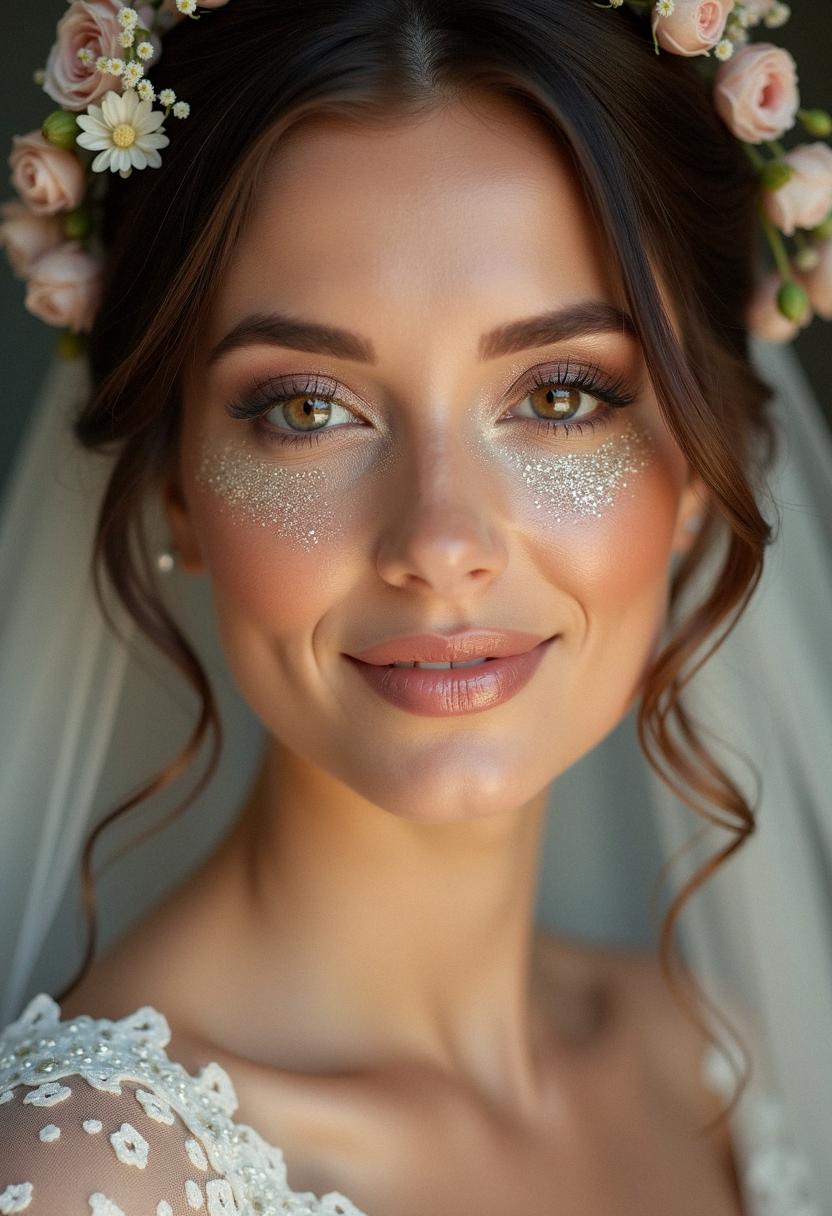 glitter makeup bride