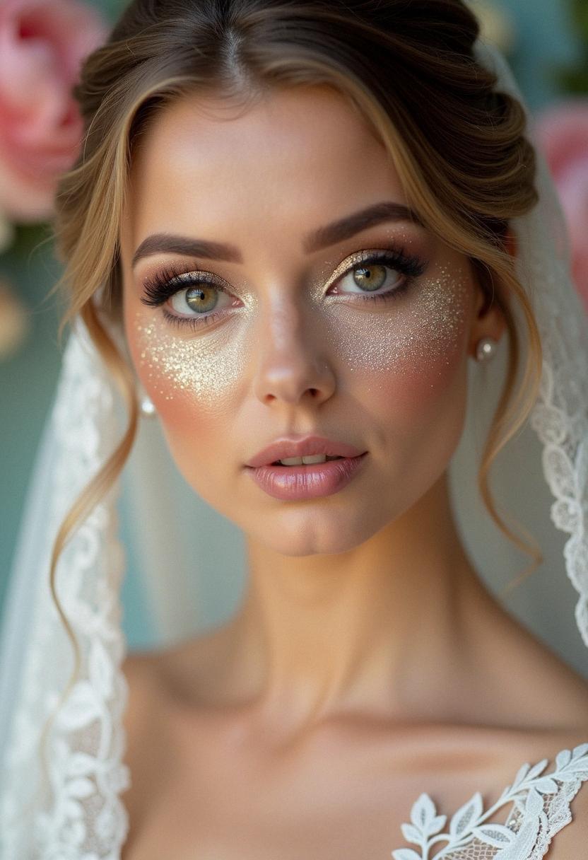 glitter makeup bride