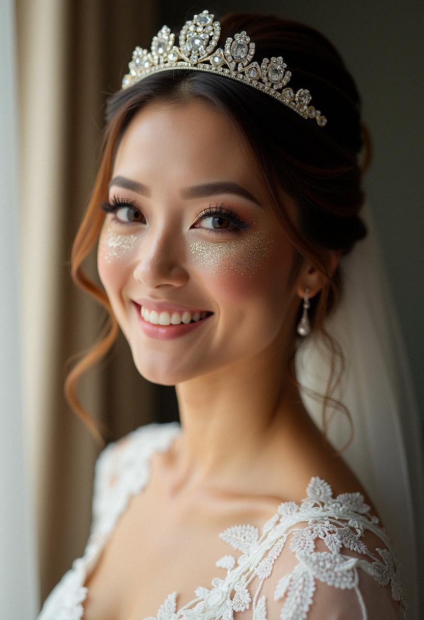 glitter makeup bride